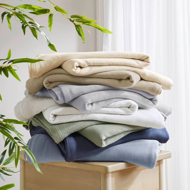 Chelsea Square Rayon from Bamboo Cooling Cotton Lightweight Blanket for Summer Spring