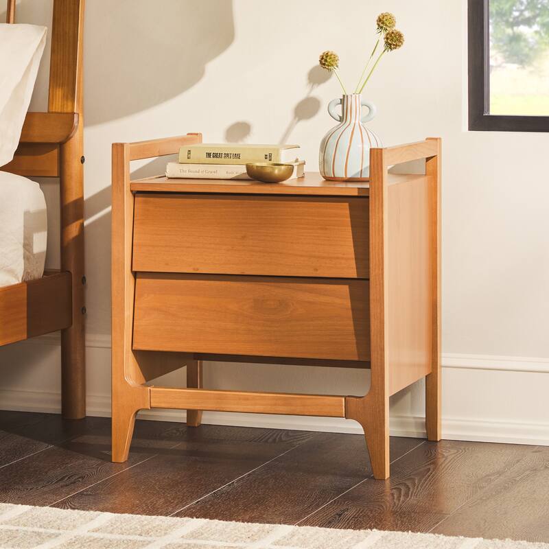 Scandi Style Solid Wood Nightstand with Angled Drawer