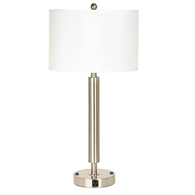 Modern Table Lamp - Brushed Steel Finish - Contemporary Design for Living Room Bedroom