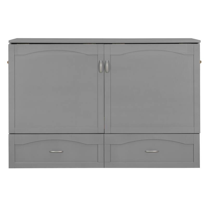 Roomfitters Queen Size Murphy Bed with Drawers and USB Ports, Space-Saving Wall Bed with Pulley Design