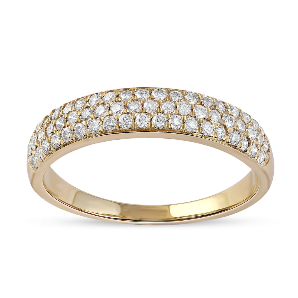 1/2ct TDW Cluster Diamond Wedding Band in 10K Yellow Gold for Women