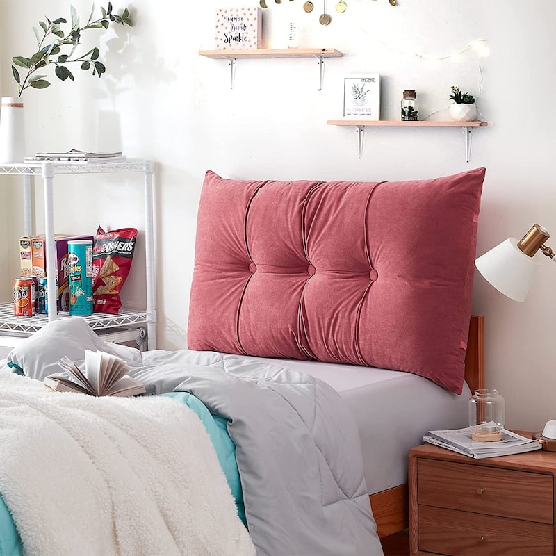 Rainha® Plush Tufted College Headboard by DormCo - Coral Pink