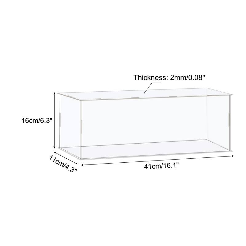 Display Case Box Acrylic Box Transparent Showcase 41x11x16cm for Collectibles