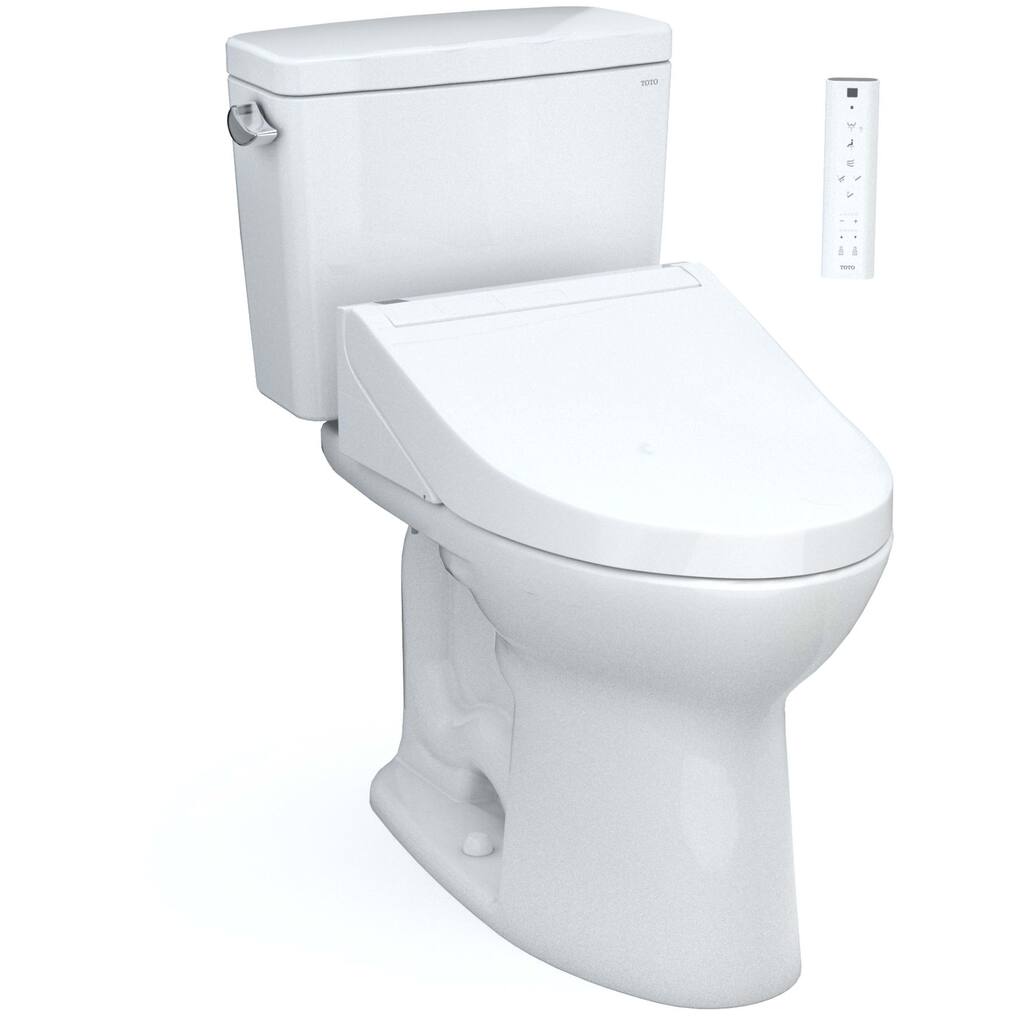 Toto MW7763084CSFG#01 Drake 1.6 GPF Two Piece Elongated Chair Height Toilet with Left Hand Lever Bidet Seat Included
