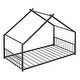 preview thumbnail 7 of 7, Black Twin Size Metal House Bed with Fence & Back