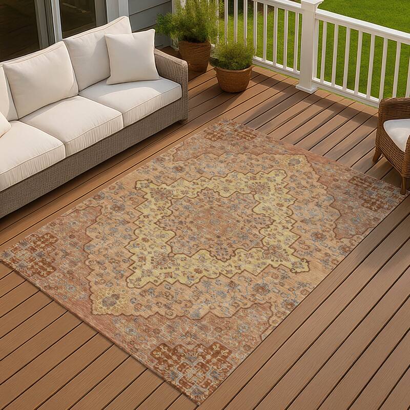 Machine Washable Indoor/ Outdoor Traditional Karachy Chantille Rug