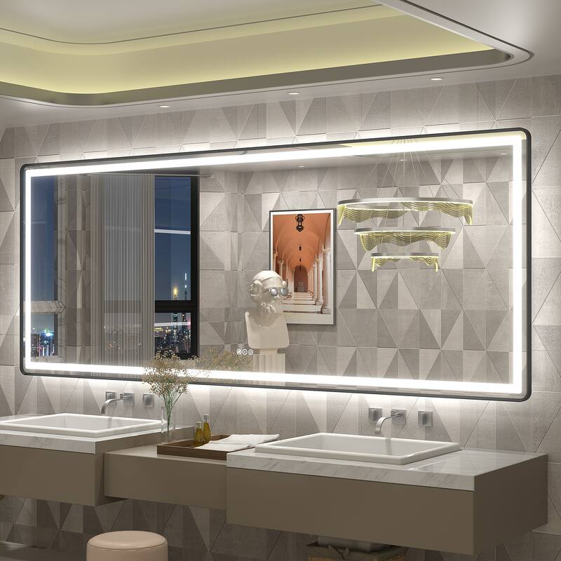 UL Certified Black Metal Framed LED Front Light and Backlit Anti-Fog Wall Bathroom/ Vanity Mirror