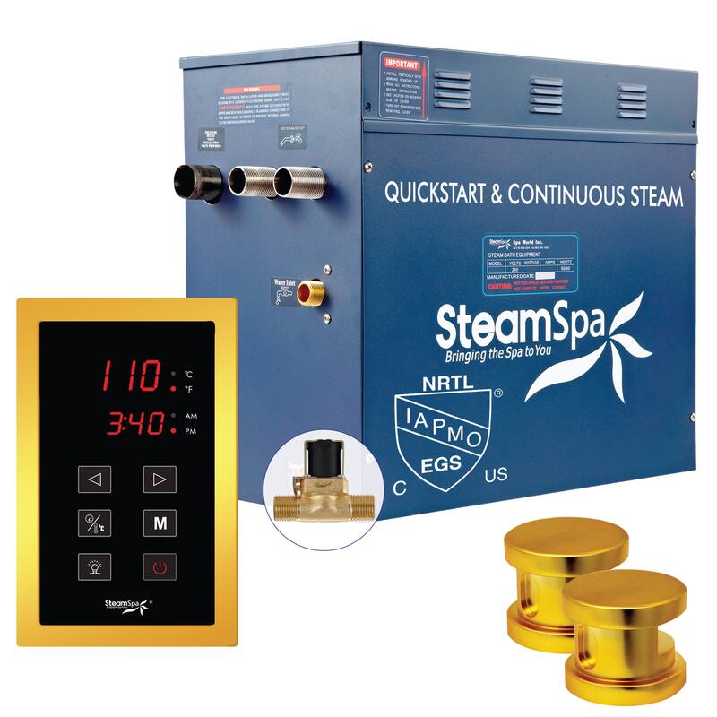SteamSpa Oasis 10.5 KW QuickStart Acu-Steam Bath Generator Package - Gold