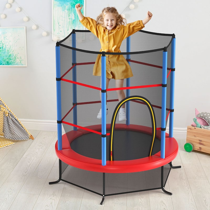 Gymax 55'' Trampoline for Kids Toddler Recreational Trampoline w/
