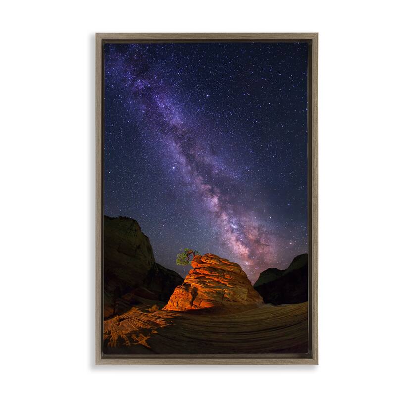 Stupell Milky Way Stars over Canyon Framed Floater Canvas Wall Art Design By Royce Bair - 17 x 25 - Brown