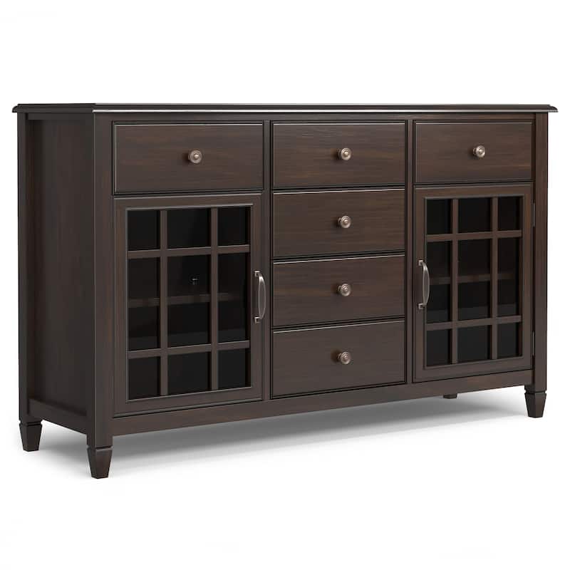 WYNDENHALL Hampshire SOLID WOOD 60 inch Wide Rectangle Traditional Sideboard Buffet - 18 "d x 60" w x 36" h