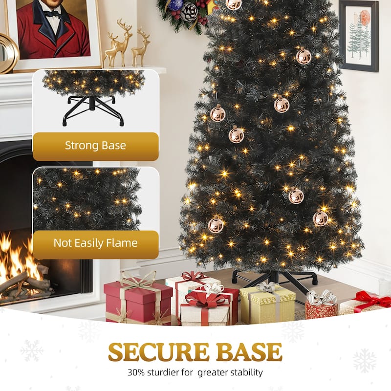 6/7.5FT Halloween Black Spruce Artificial Christmas Tree