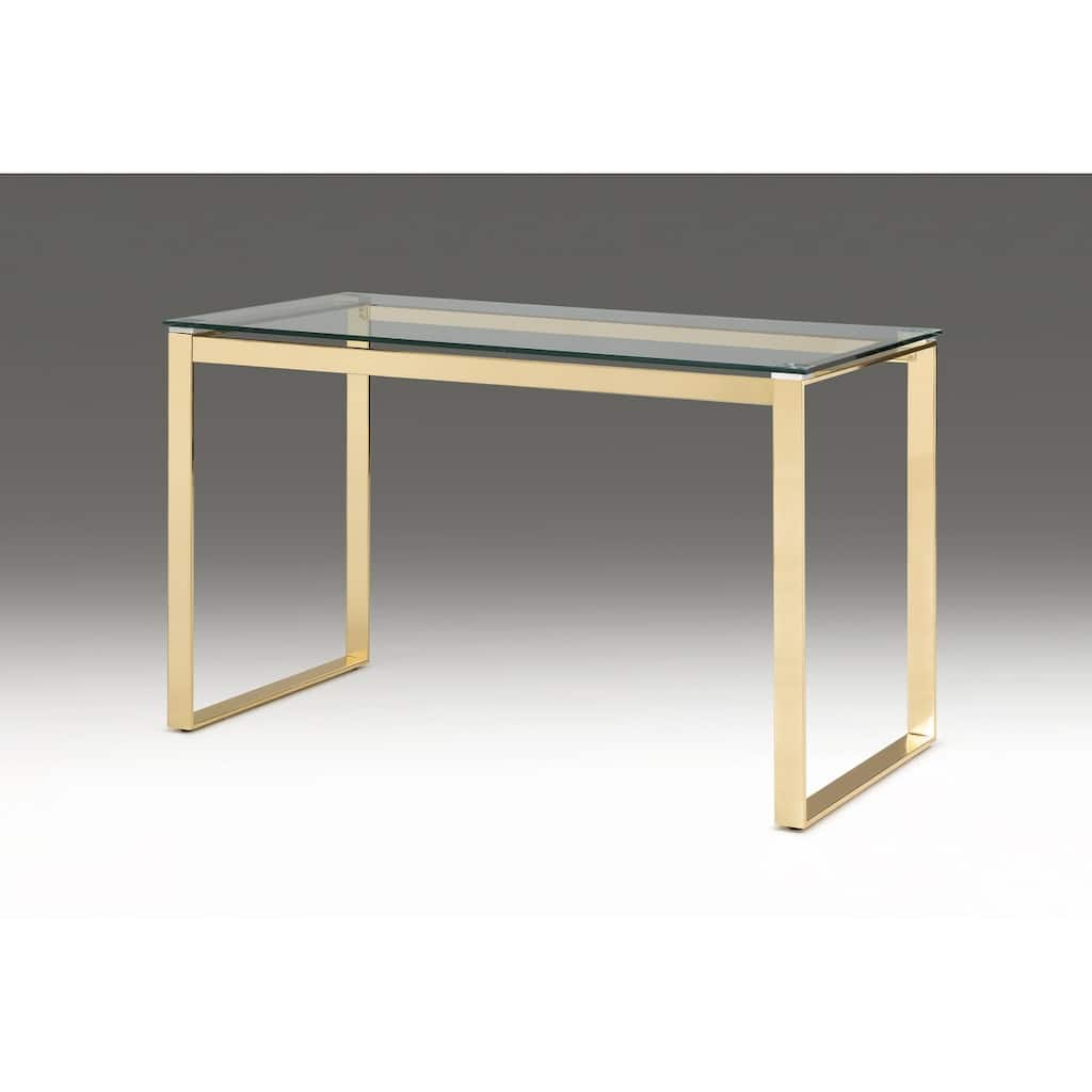 Glass Top Desk with Gold Base