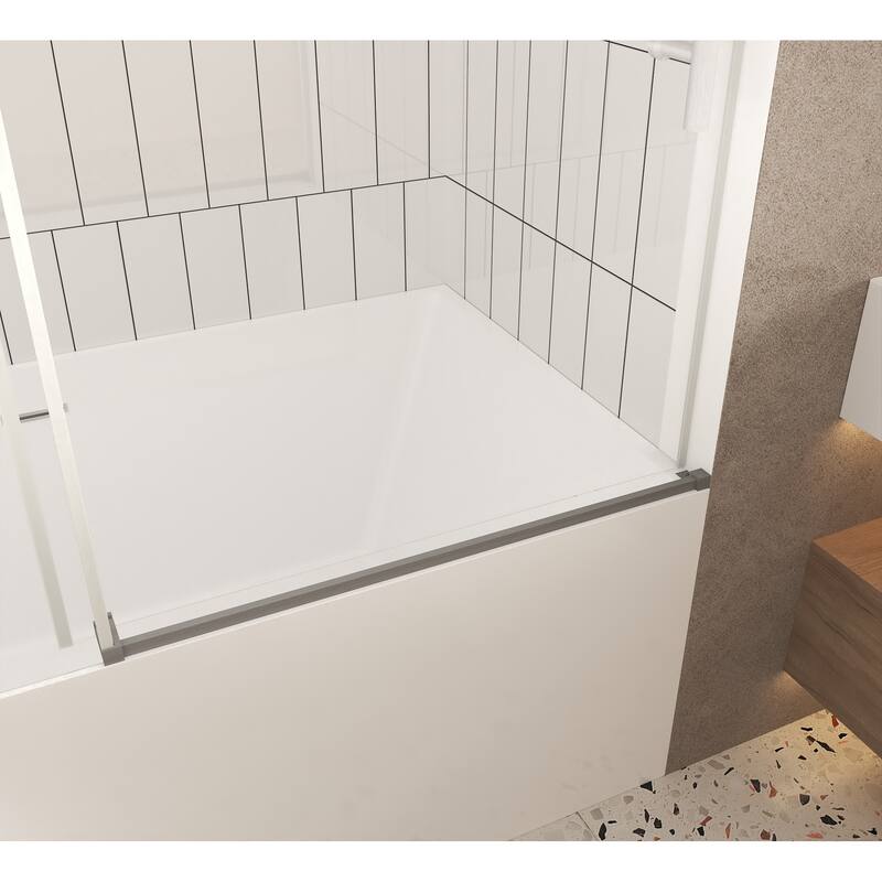 GDFStudio - Callum Frameless Sliding Shower Door for Modern Bathroom Layouts - Frameless shower door 60 "W x 60" H