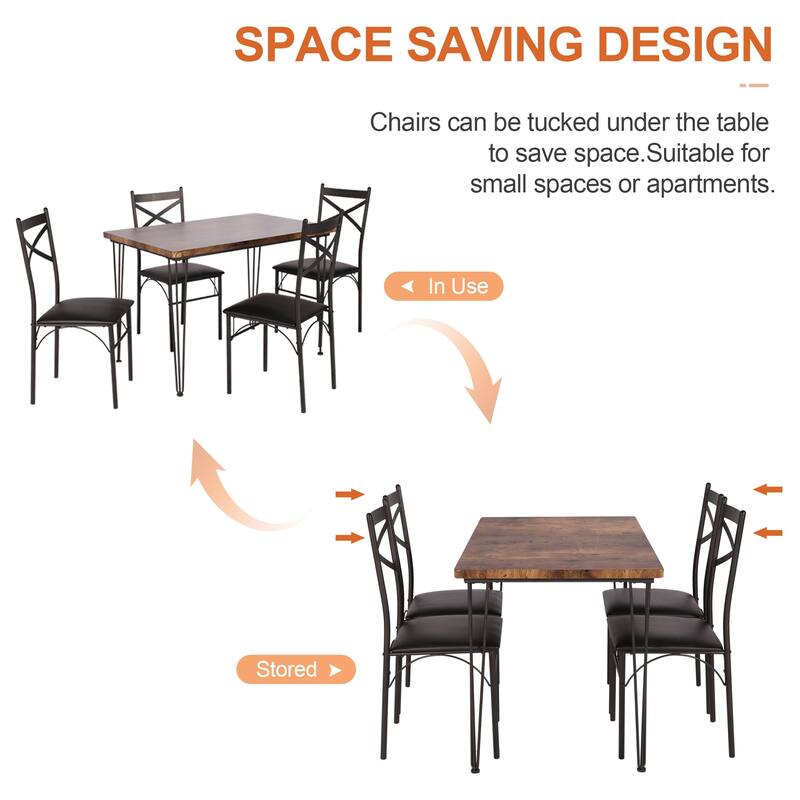 Javlergo Dining Table Set for 4, Wood Table and 4 Chairs (5-Piece) for Home Kitchen Breakfast Nook