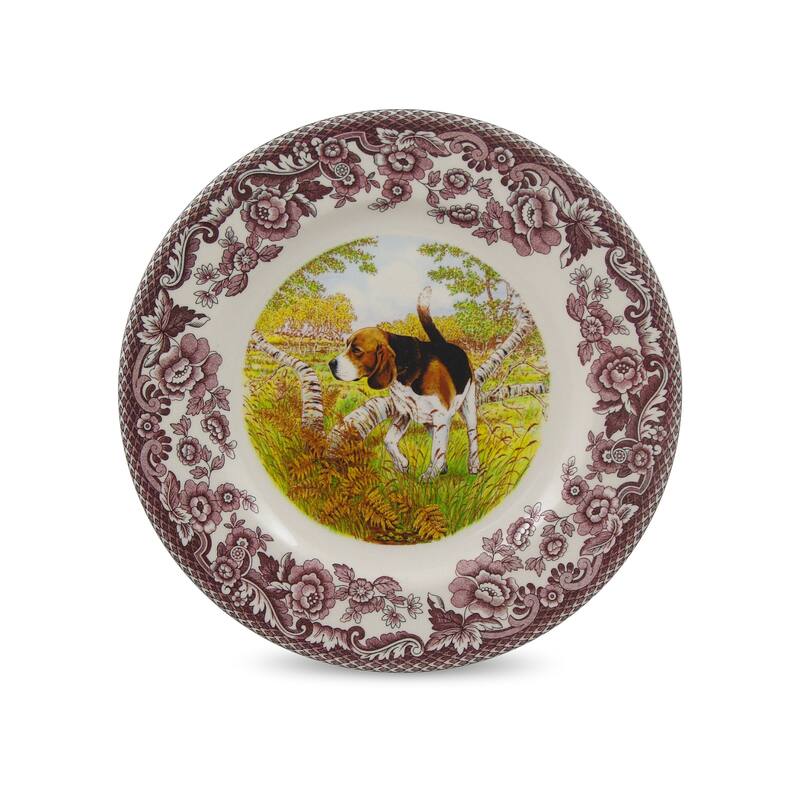 Spode Woodland Dinner Plate Dog Motif - 10.5 - Beagle 