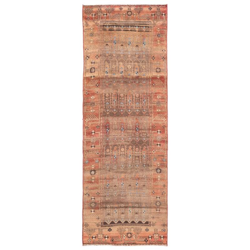ECARPETGALLERY Hand-knotted Antalya Vintage Brown Wool Rug - 3'4 x 9'8