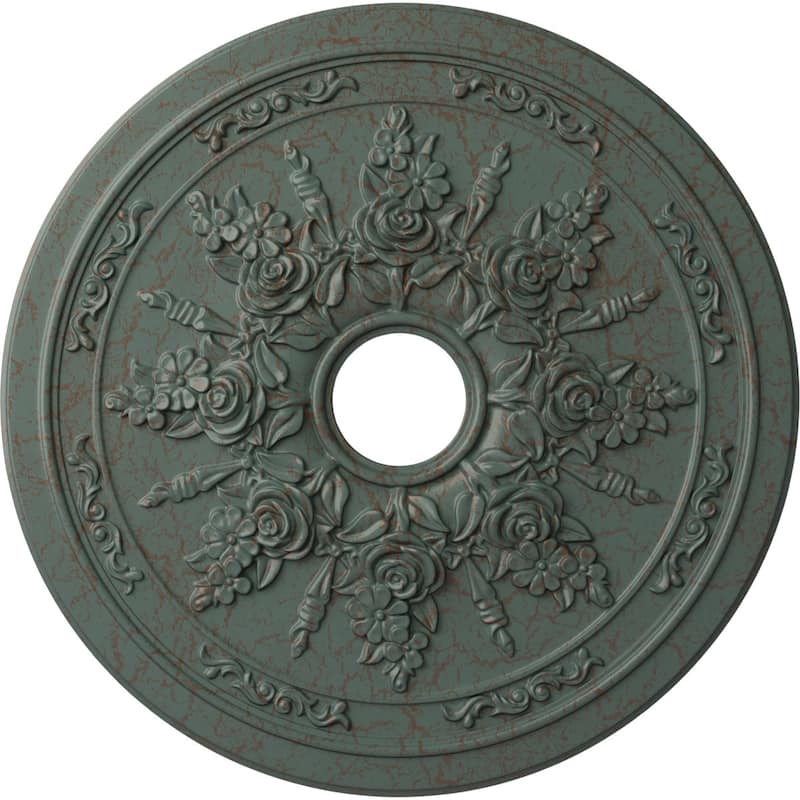 23 5/8"OD x 4"ID x 1 1/2"P Rose and Ribbon Ceiling Medallion