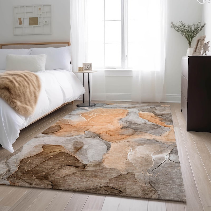 Premium Washable Super Soft Abstract Watercolor Mayfield Rug - Orange - 8' x 10' - Rectangle