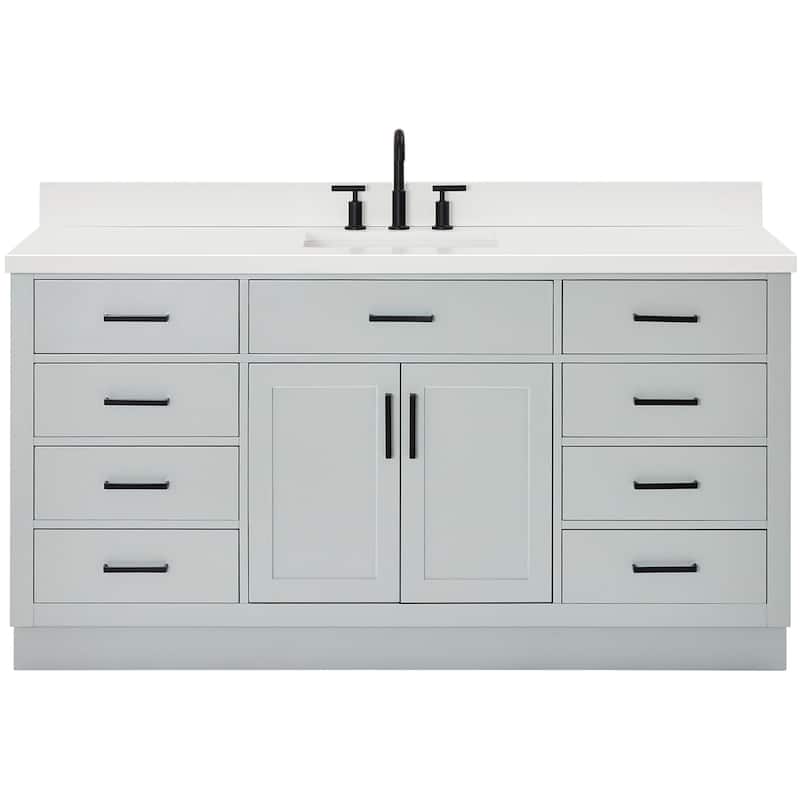 Ariel T067SWQRVO Hepburn 67" Free Standing Single Rectangular Basin - Grey - Ash Finish