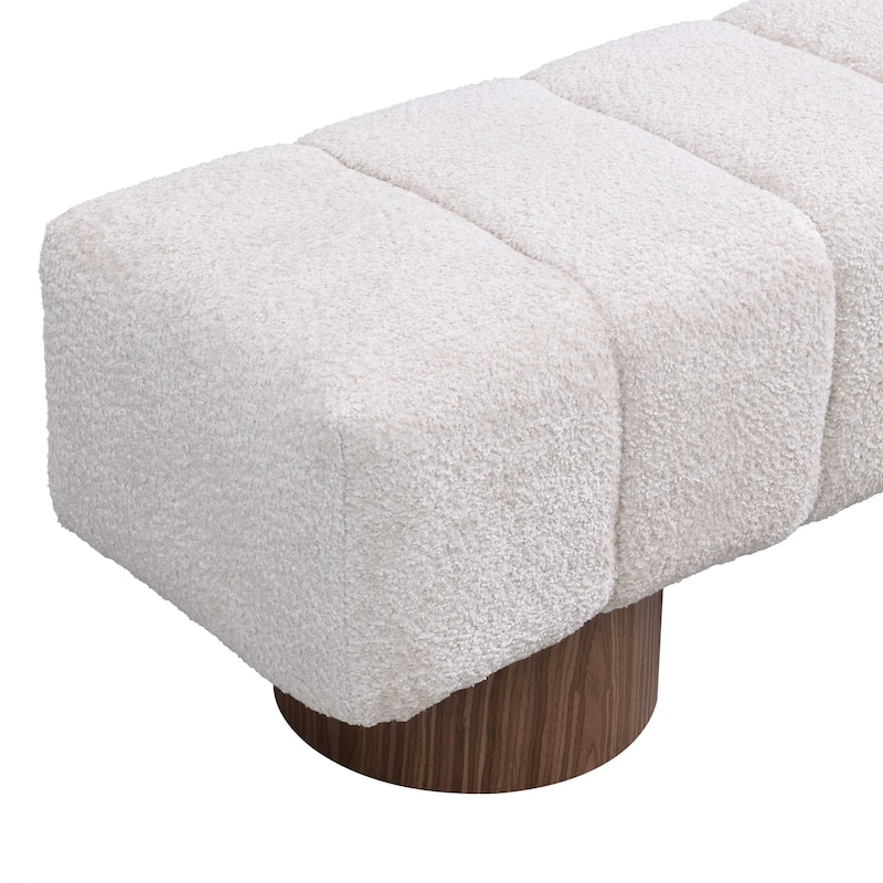 Upholstered Dining Bench,No-Assembly End Of Bed Entryway Bench Ottoman,Stool Top Wood Leg 300 Lbs Weight Capacity