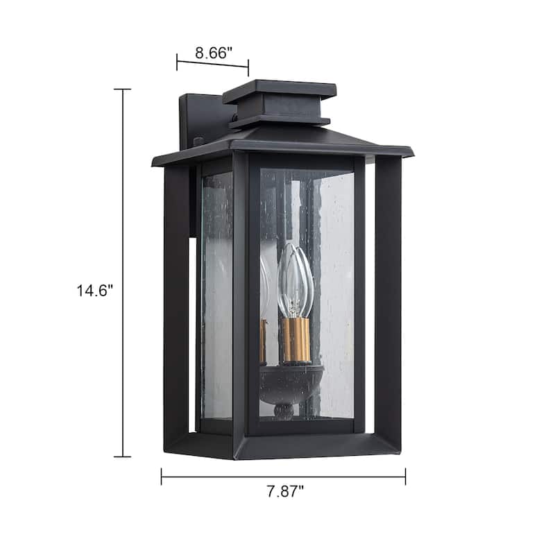 Modern 3-Light Outdoor Wall Lantern with Seeded Glass