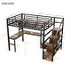 preview thumbnail 13 of 24, Full Size Metal Loft Bed with LED Lights, Charging Station, Desk, Pegboard, Wardrobe & Storage Staircase