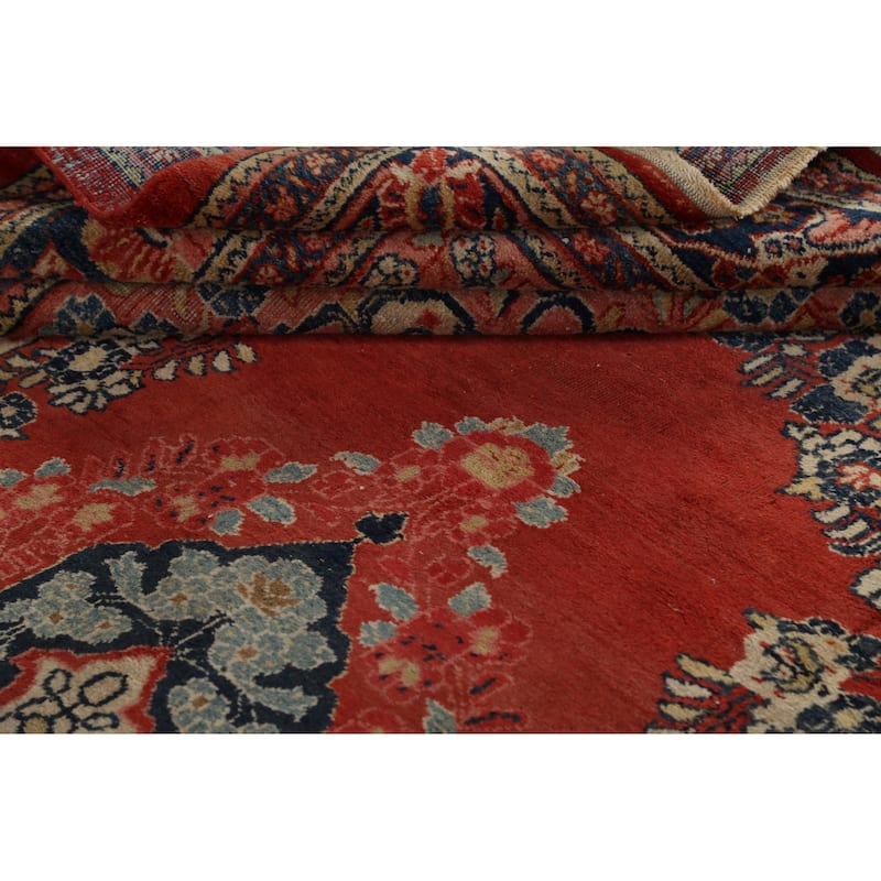 Antique Floral Traditional Mahal Persian Area Rug Handmade Wool Carpet - 7'10" x 11'1"