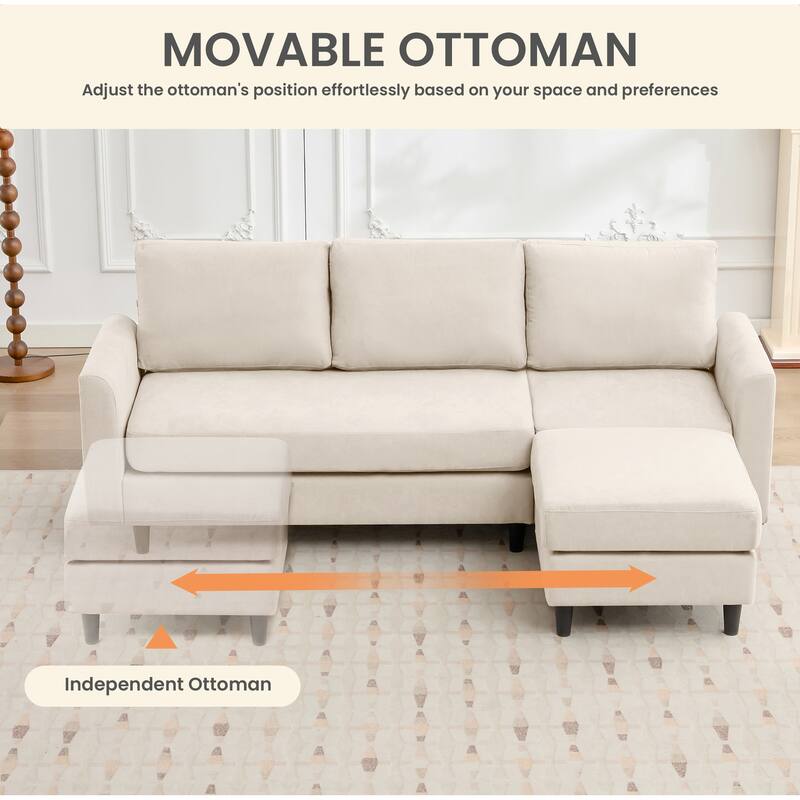 Snow Velvet Sectional Sofa