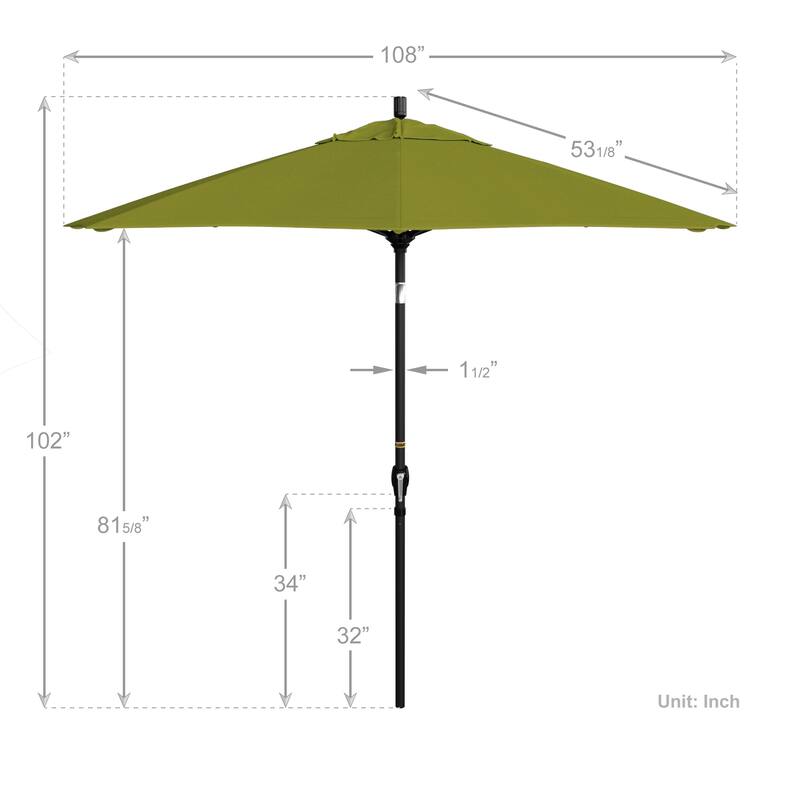 California Umbrella 9' Round Crank Lift Push Button Tilt Black Aluminum Patio Umbrella with Pacifica Pacific Blue Fabric