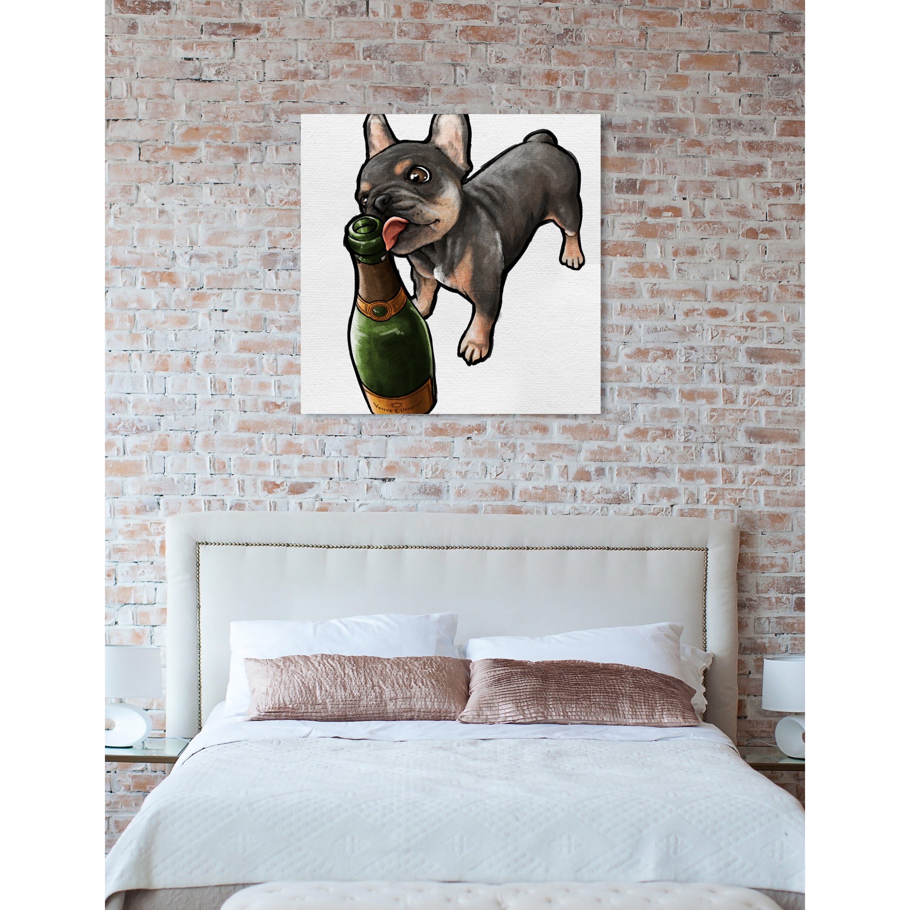 Oliver Gal 'Frenchie and Bubbly Custom' Animals Wall Art Canvas