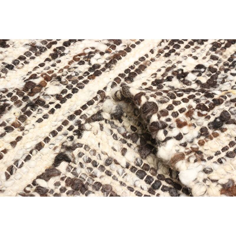 ECARPETGALLERY Braid weave Sienna Dark Brown Wool Rug - 6'1 x 9'0