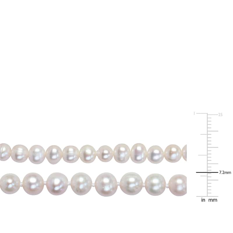 Miadora 6-7mm Cultured Freshwater Pearl Necklace and Elastic Bracelet Set Goldtone Clasp - 18 in