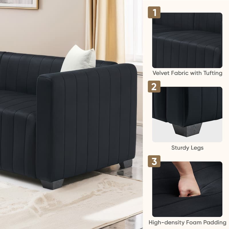 Pocassy 3 SeaterSoft Comfy Upholstered Sherpa Deep Seat Sofa