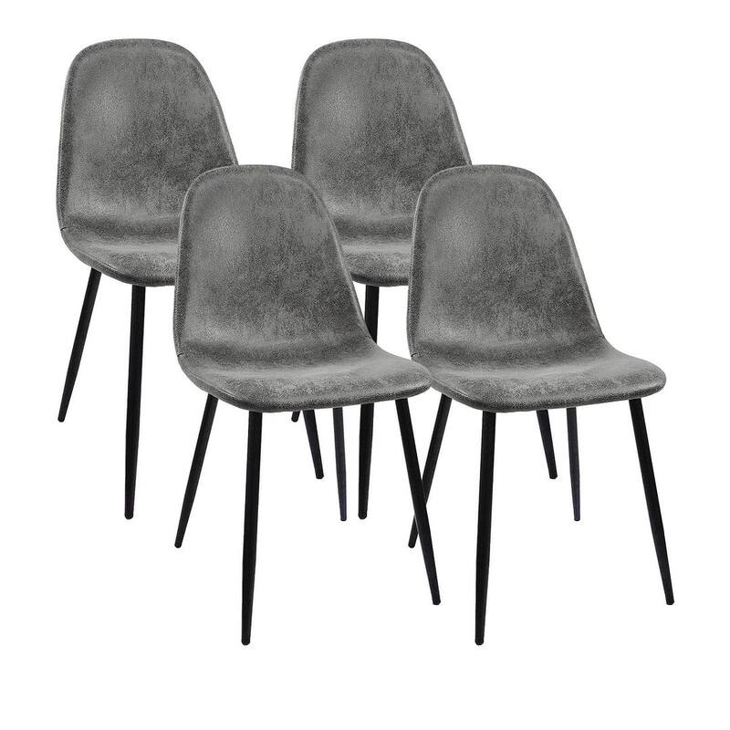 Modern Linen Upholstered Dining Chairs Set of 4