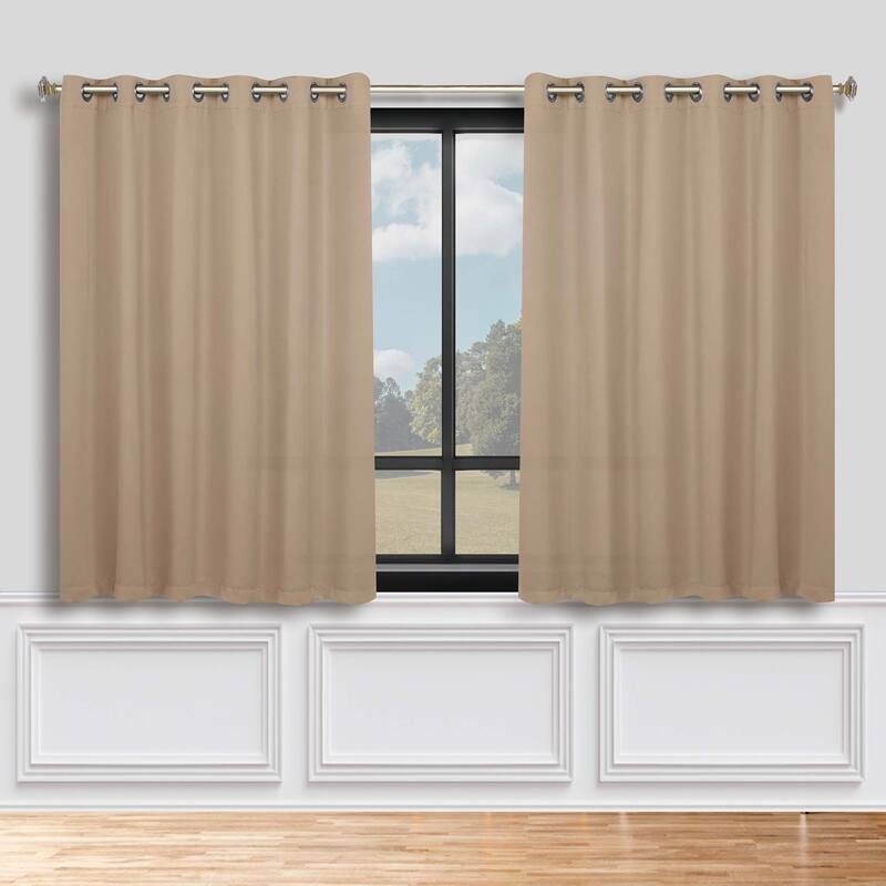Superior Solid Machine Washable Room Darkening Grommet Blackout Curtains, Set of 2