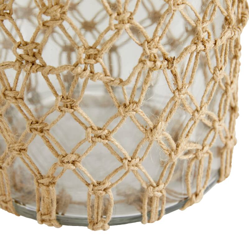 Clear Glass Candle Lantern with Rope Handle