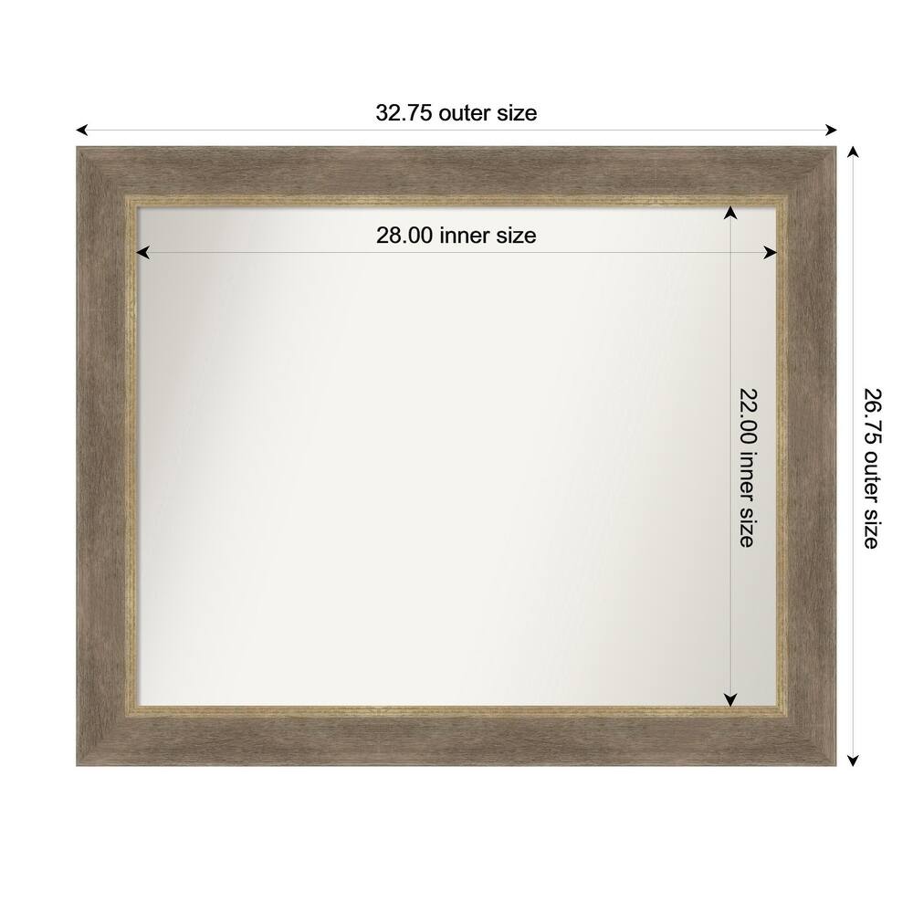 Driftwood Tan Non-Beveled Wood Framed Wall Mirror - Driftwood Tan