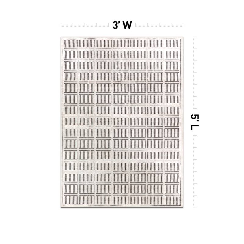 World Rug Gallery Bohemian Stripe Lines Washable Non Slip Area Rug