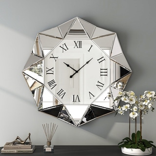 Modern Octagon Wall Clock Mirrored Large Clock