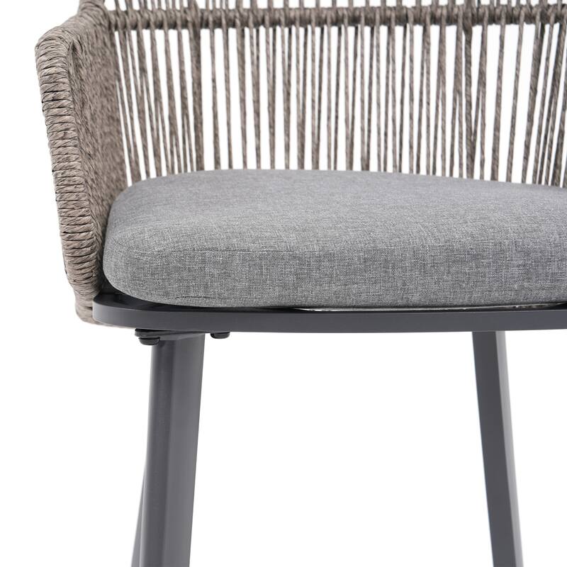 Outdoor 2-Piece Arm Barstool Chairs with Cushions