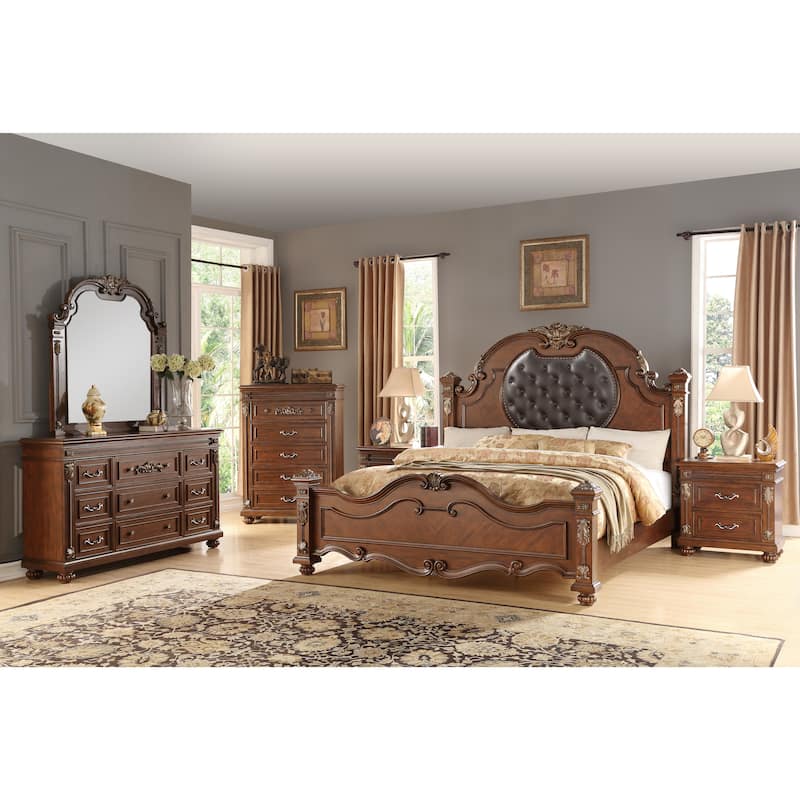 Destiny Contemporary Cherry Wood Bedroom Set