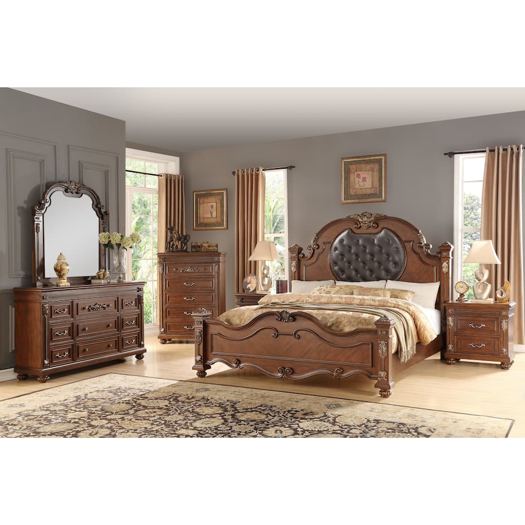 Destiny Contemporary Cherry Wood Bedroom Set