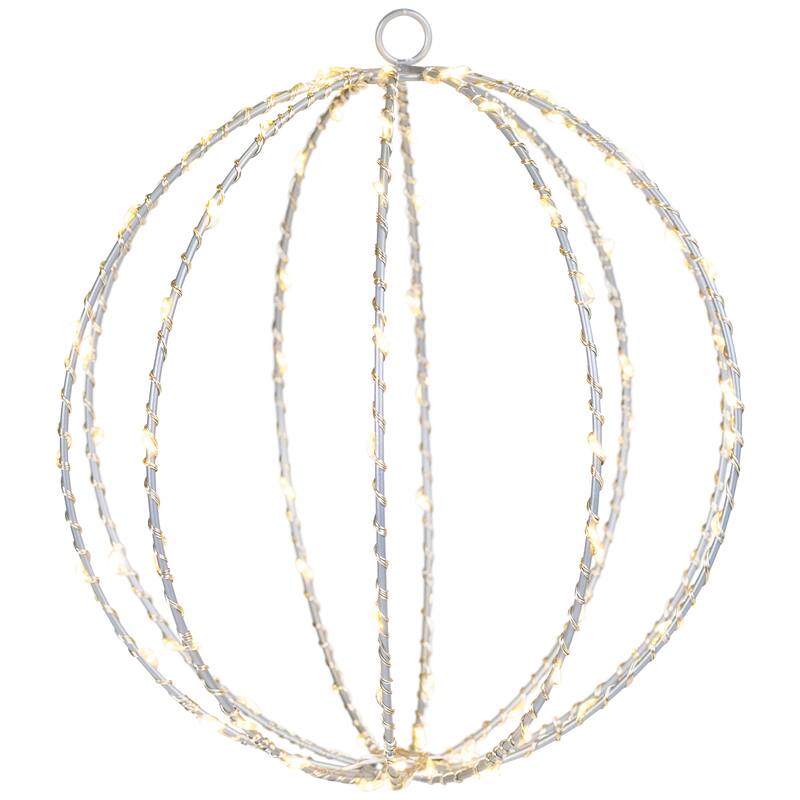 8-Inch LED Lighted Christmas Hanging Ball Decoration Warm White Lights