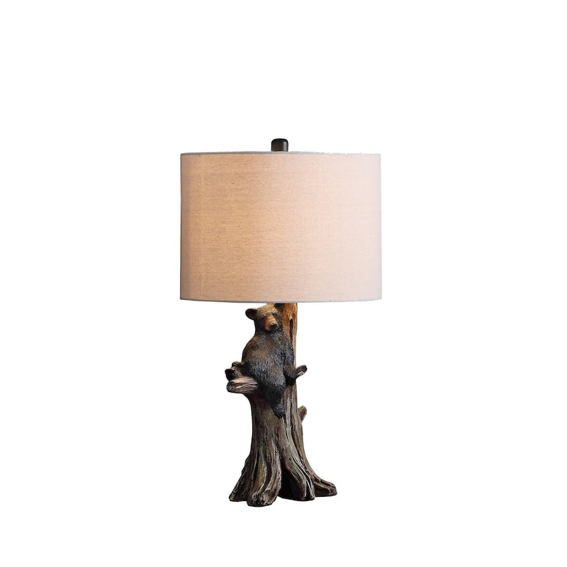 HomeRoots 25" Black Blear in a Tree Table Lamp With Beige Shade - 14