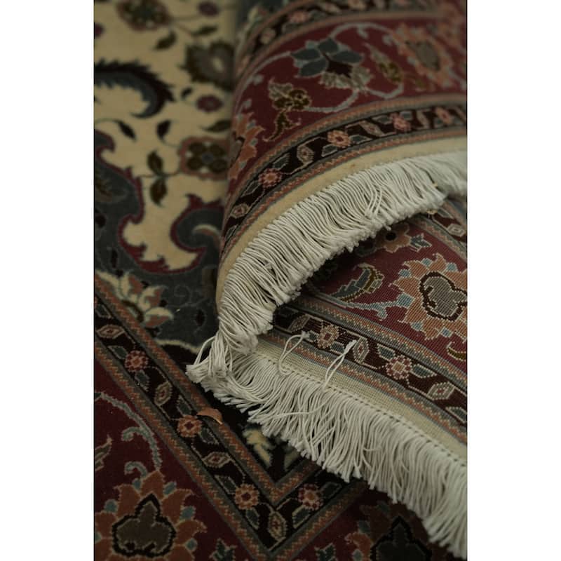 Hand Knotted Oriental 100% Wool Carpet Traditional Floral Beige & Ivories Tabriz Area Rug - 5' 3'' X 3' 4''