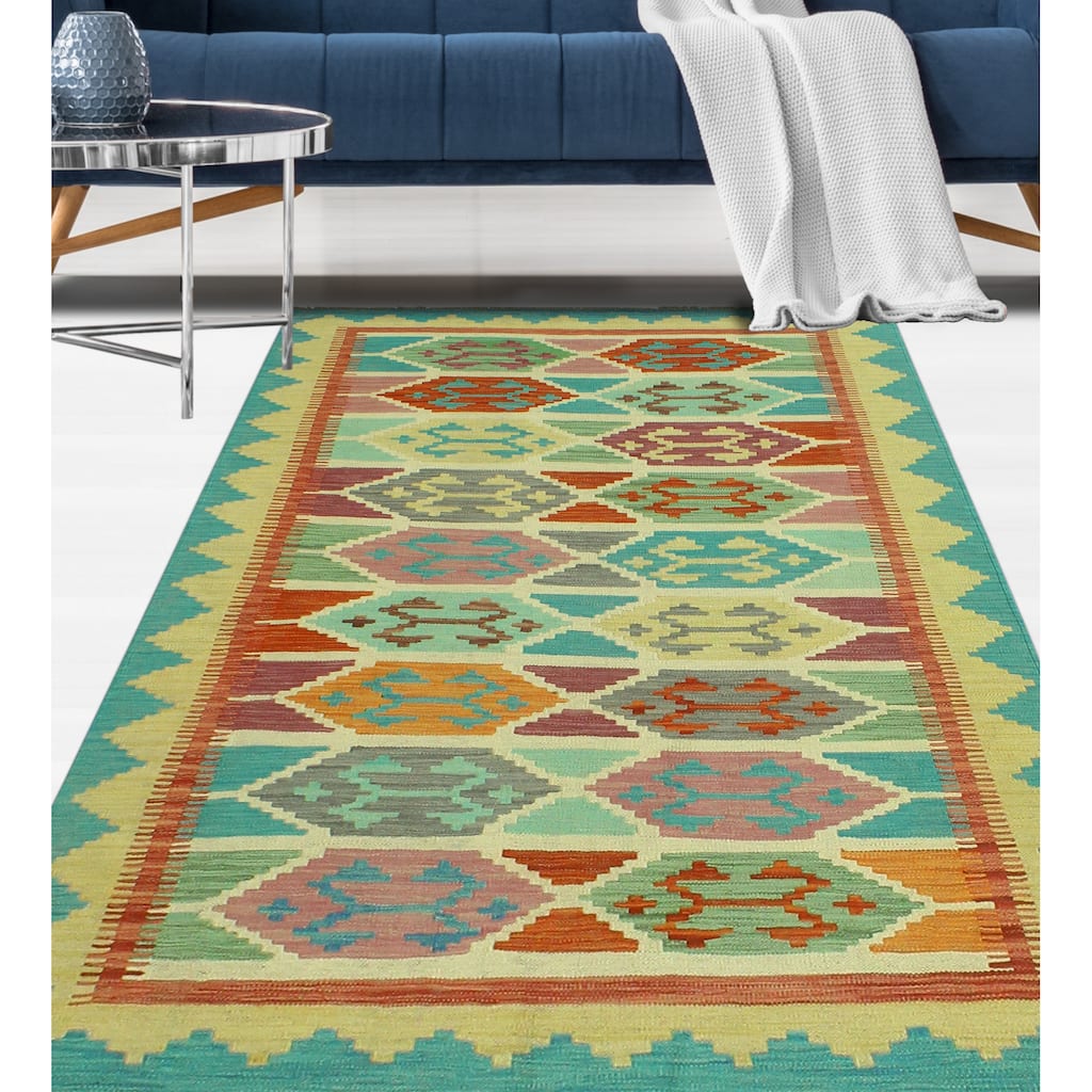 Sangat Flatweave Alicia Ivory/Gold Rug - 4'3" x 6'0"