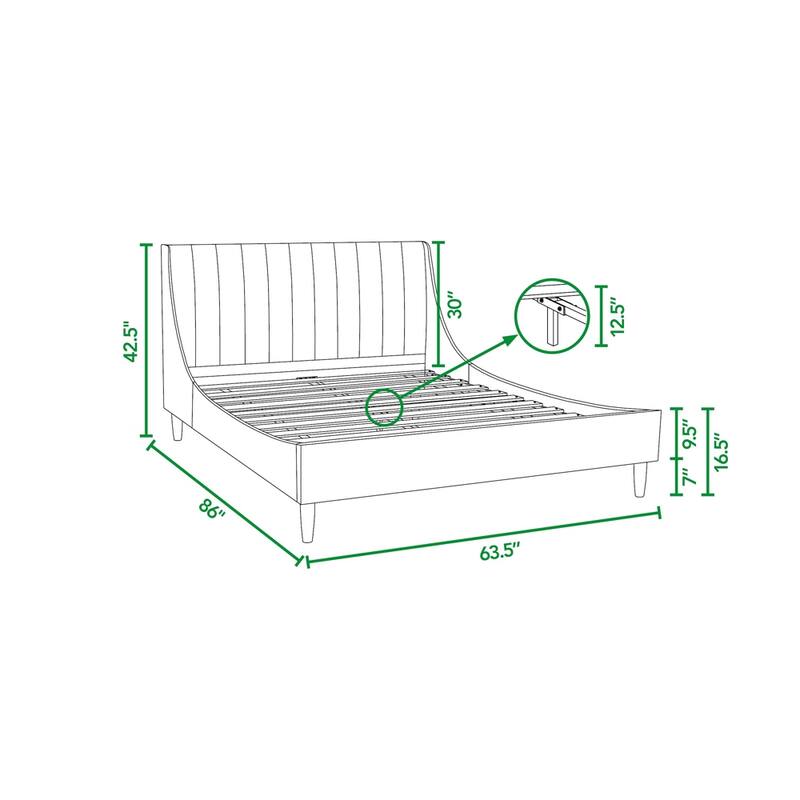 Willow Performance Velvet Channel Tufted Platform Bed