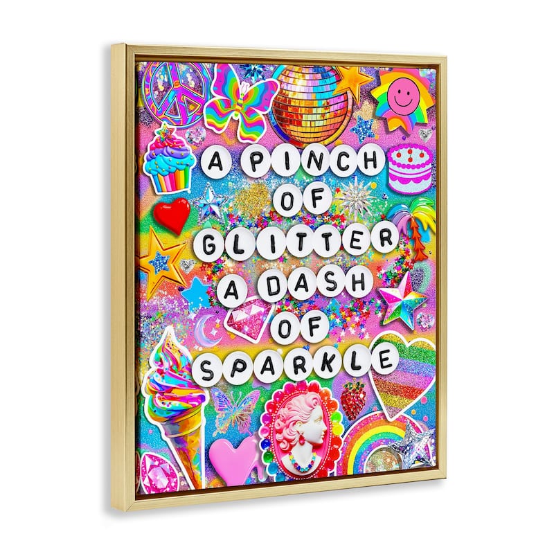 Stupell Pinch Of Glitter & Sparkle Framed Floater Canvas Wall Art Design By Jess Stempel
