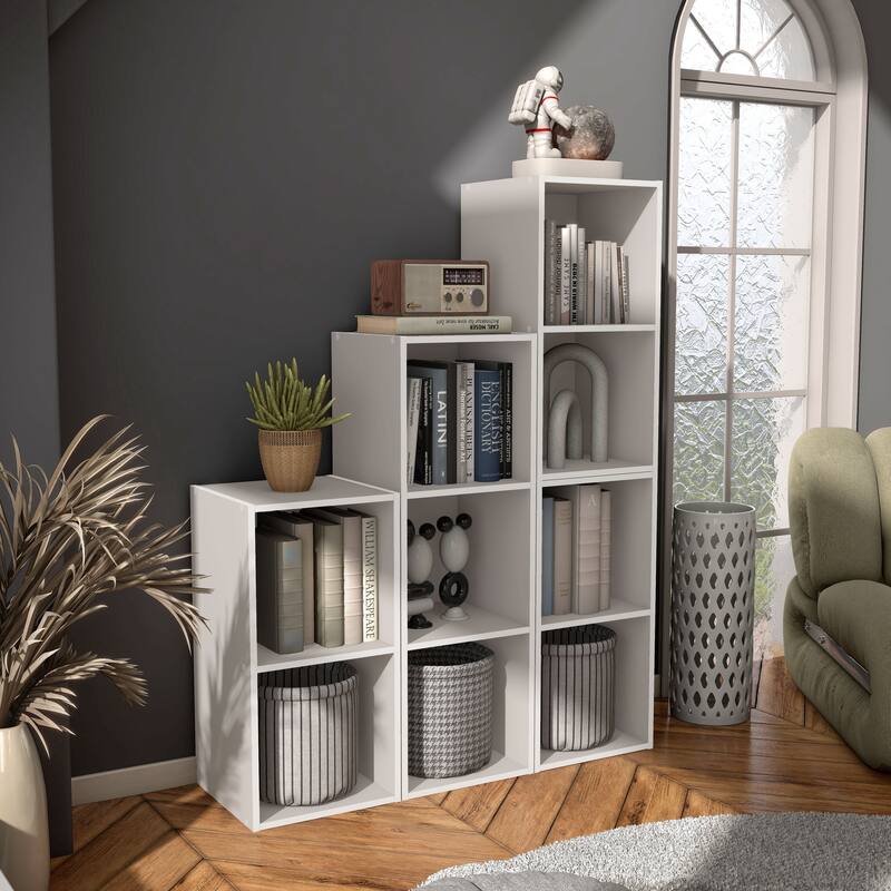 DH BASIC Modern Wood Customizable Stackable Storage Organizer - Cube Shelves, Drawer Cabinet, Bookcase with Doors by Denhour